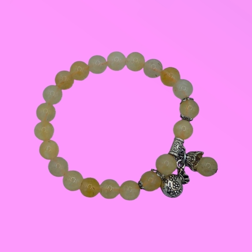 Yellow Jade Stone Charm Bracelet